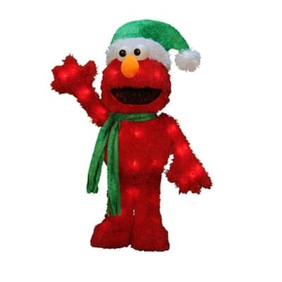 18" Pre-Lit 3D Sesame Street Waving Elmo Christmas Yard Art Decoration - Clear Lights