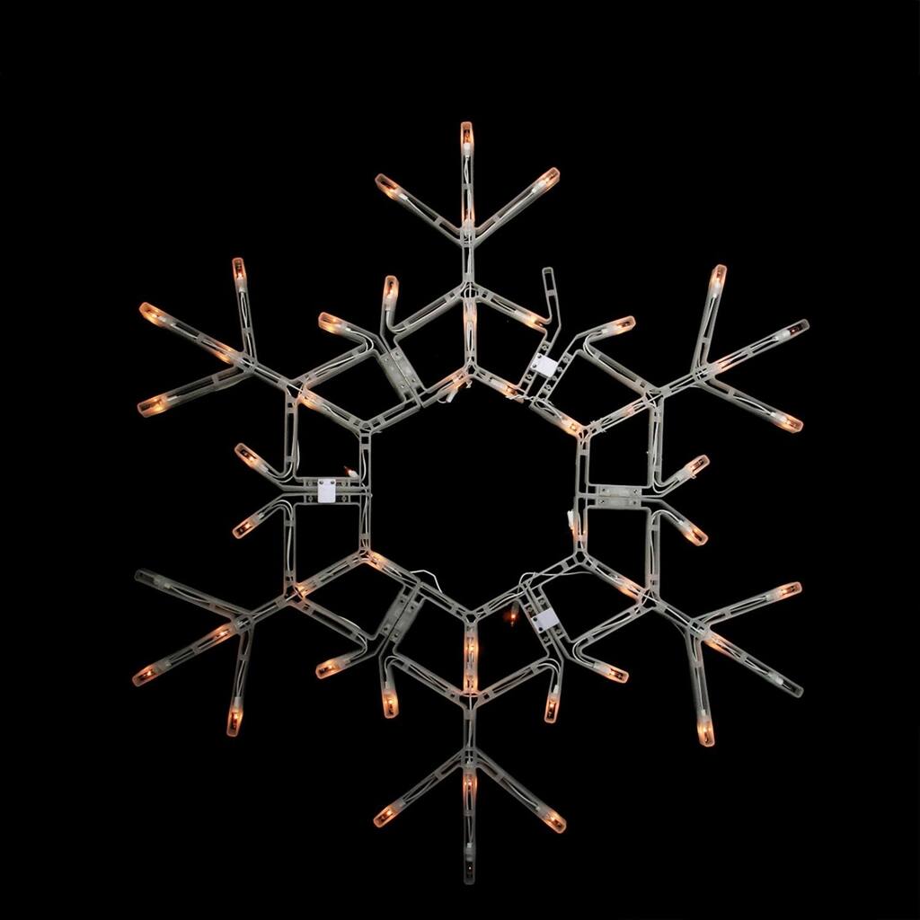 35.5" Folding Lighted Twinkling Snowflake Christmas Window Decoration - Clear Lights