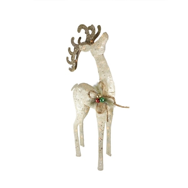 46 lighted sparkling sisal white reindeer christmas yard art decoration - White Deer Christmas Decoration 46 lighted sparkling sisal white reindeer christmas yard art decoration - White Deer Christmas Decoration