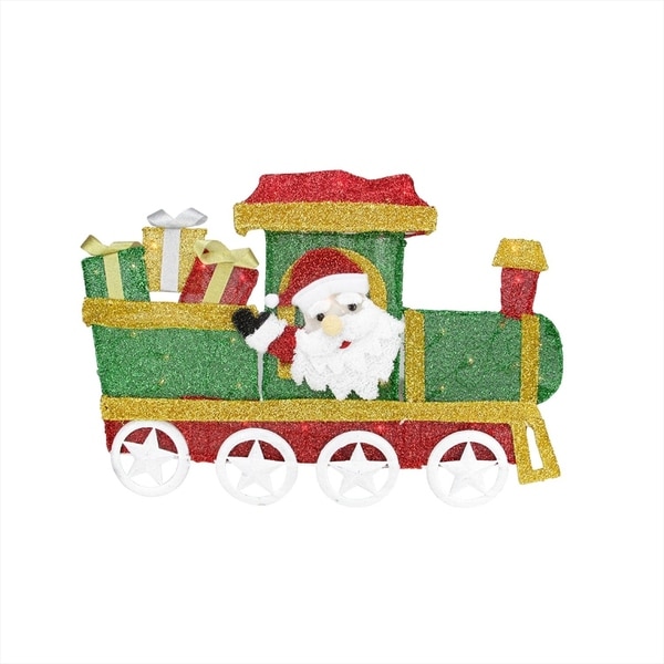 30 lighted tinsel choo choo train locomotive with santa claus christmas yard art decoration - Lighted Train Christmas Decoration 30 lighted tinsel choo choo train locomotive with santa claus christmas yard art decoration - Lighted Train Christmas Decoration