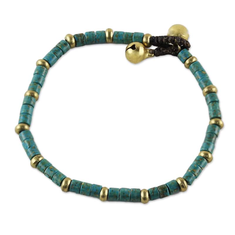 Handmade Brass 'Temple of Love' Turquoise Bracelet (Thailand)