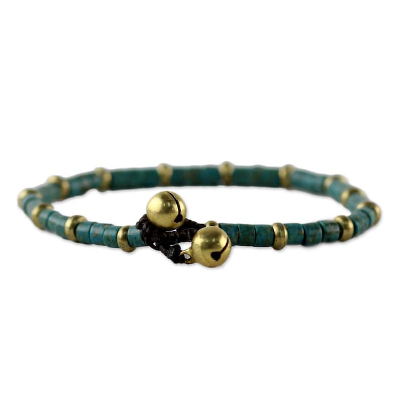 Handmade Brass 'Temple of Love' Turquoise Bracelet (Thailand)