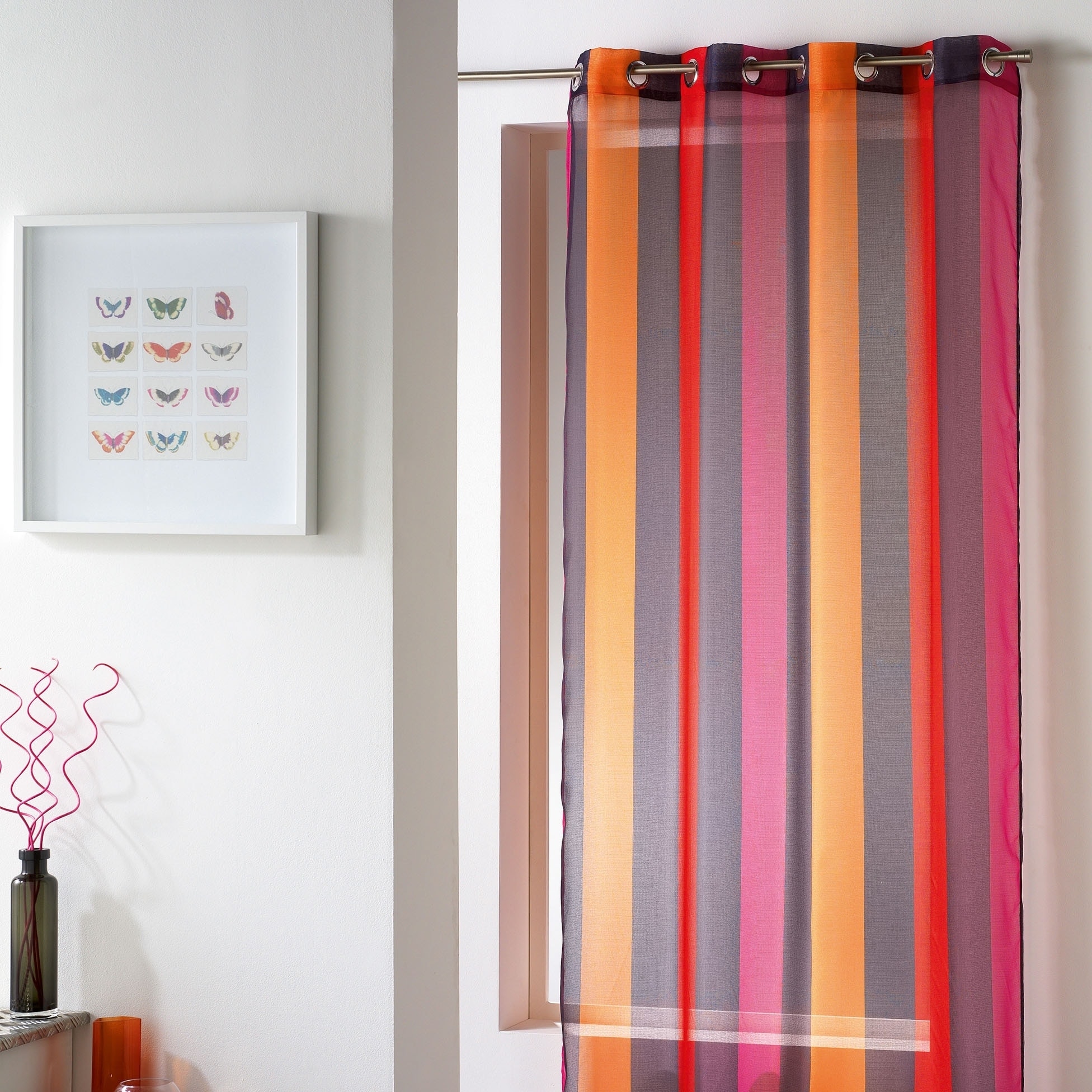 Evideco Striped Sheer Curtain Panel Riviera 55 X Evideco Striped Sheer Curtain Panel Riviera 55 X