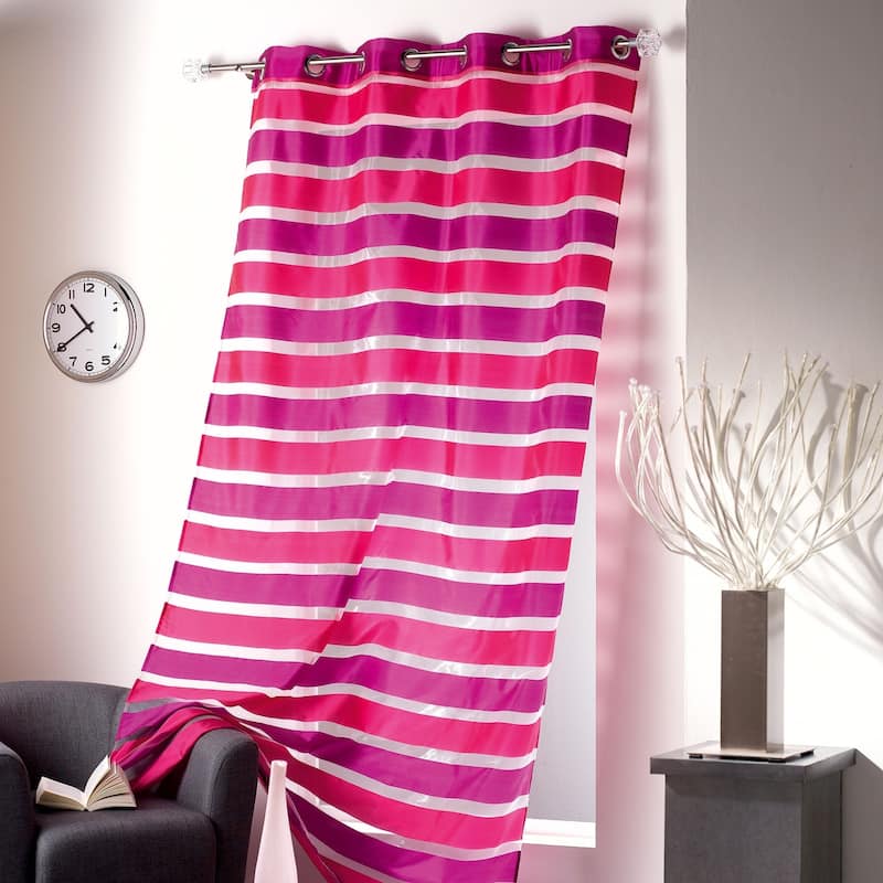 Evideco Striped Sheer Curtain Panel Colorado - 55 x 95 - 55 x 95 - Pink