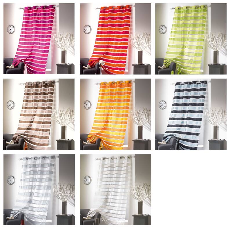 Evideco Striped Sheer Curtain Panel Colorado - 55 x 95 - 55 x 95