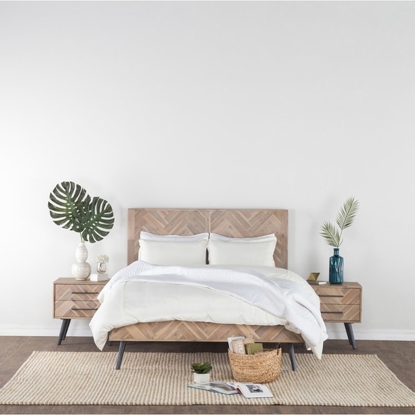 Clyde Biege/Brown Mid-Century Solid Acacia Wood Bed by Kosas Home. Opens flyout.
