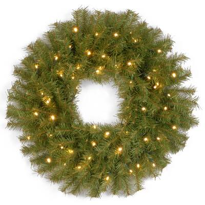 30" Norwood Fir Wreath with Battery Operated Warm White LED Lights