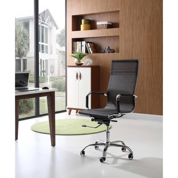 Hodedah Mid Back Mesh Office Chair in Black Overstock 17403764