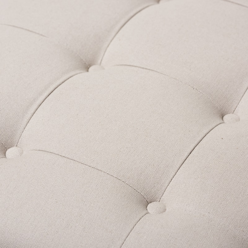 Baxton Studio French Country Beige Linen Square Ottoman