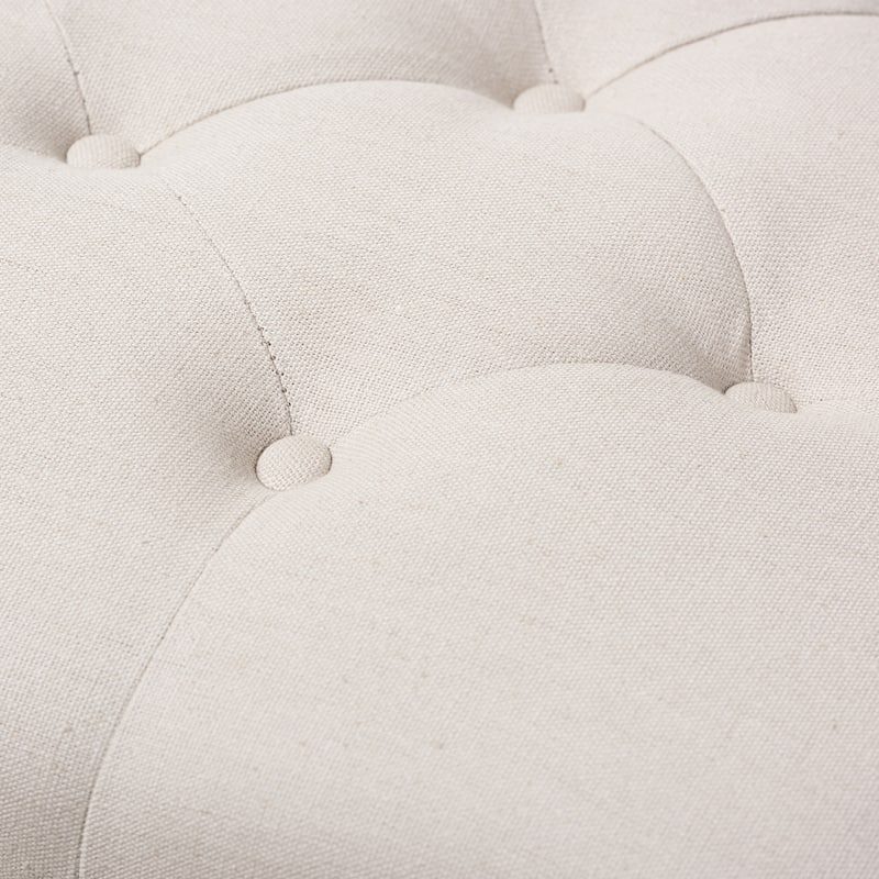 French Country Beige Linen Rectangular Ottoman by Baxton Studio