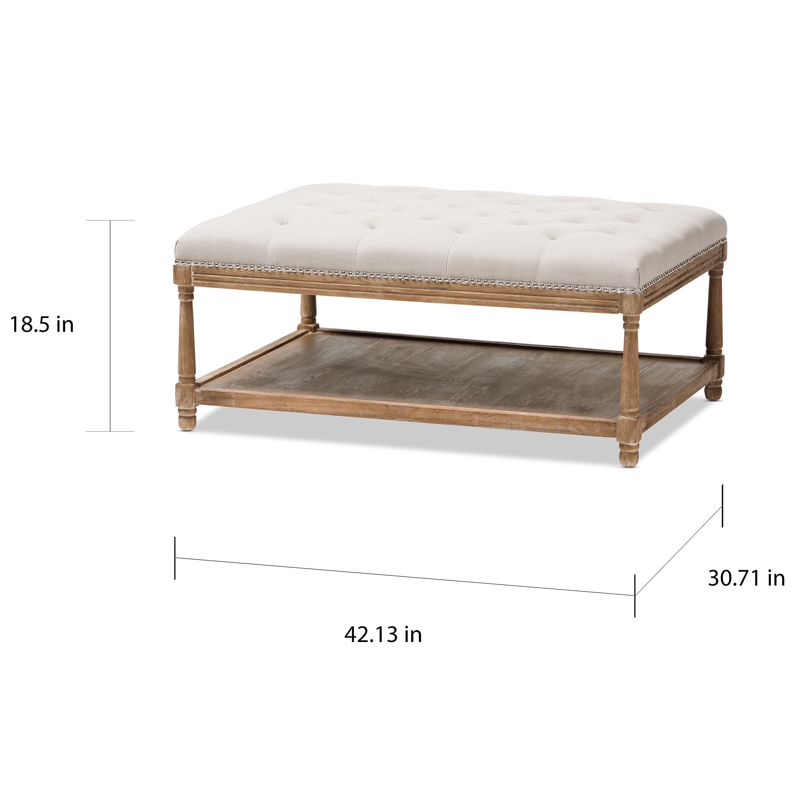 French Country Beige Linen Rectangular Ottoman By Baxton Studio French Country Beige Linen Rectangular Ottoman By Baxton Studio