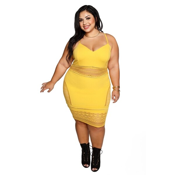 plus size yellow bodycon dress