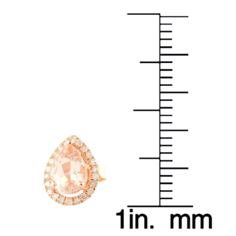 10k Rose Gold Morganite Diamond Princess Diana Earrings - Peach