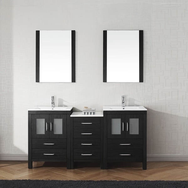 Shop Virtu USA Dior 74-inch Ceramic Double Vanity Set with Faucet ...