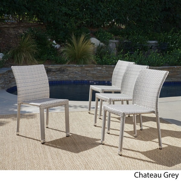 Shop Dover Outdoor Wicker Aluminum Stacking Dining Chair Set Of 4