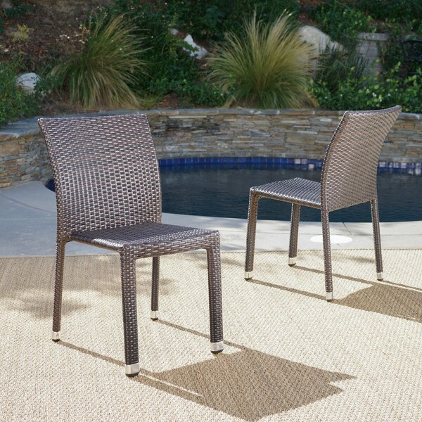 Shop Dover Outdoor Wicker Aluminum Stacking Dining Chair (Set of 2) by