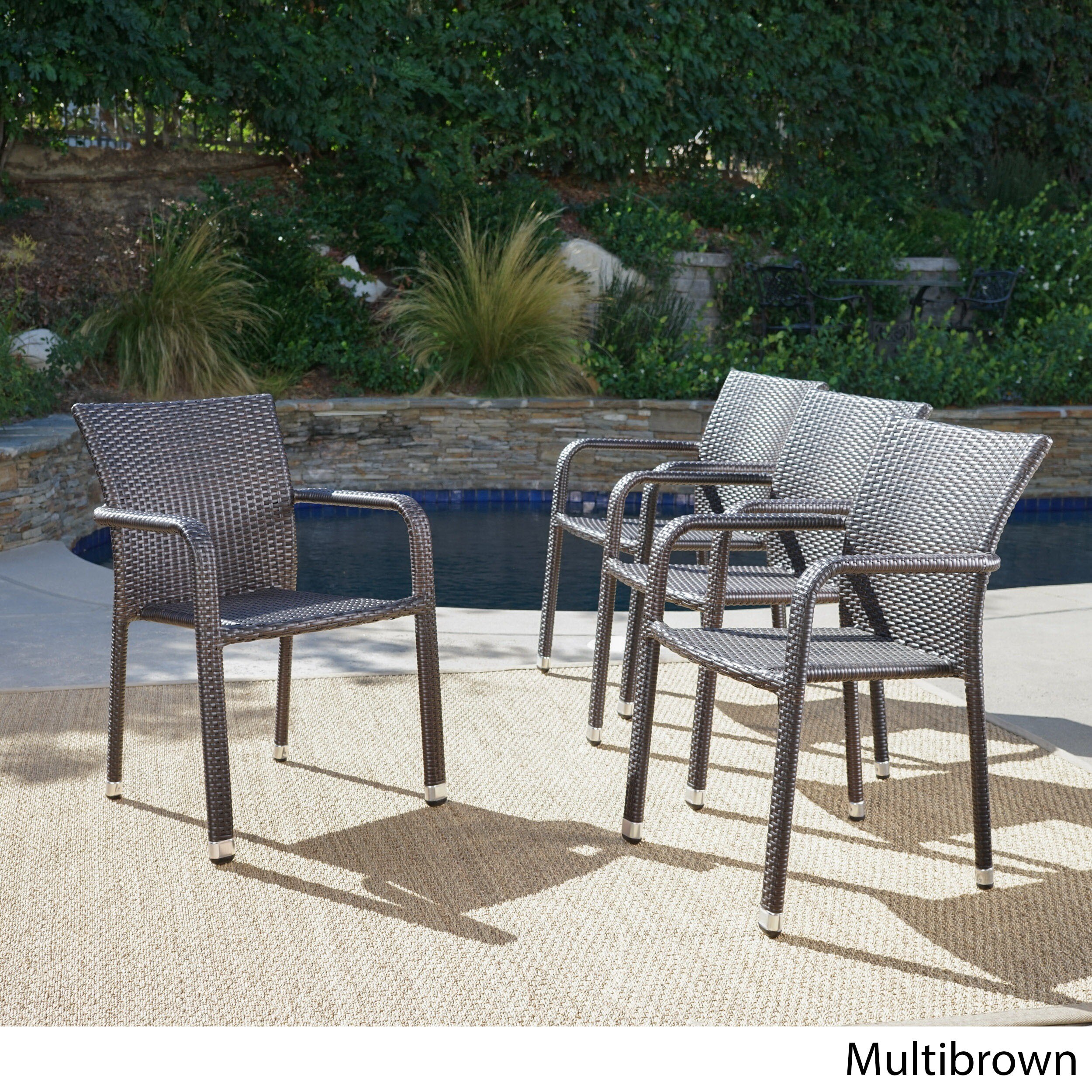 Shop Dover Outdoor Wicker Armed Stacking Chairs With Aluminum