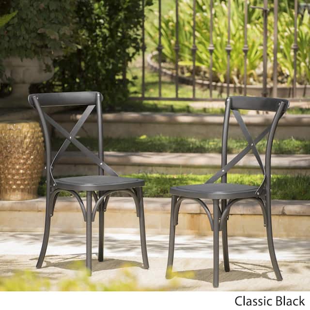 Danish Outdoor Farmhouse Dining Chairs (Set of 2) by Christopher Knight Home - Black