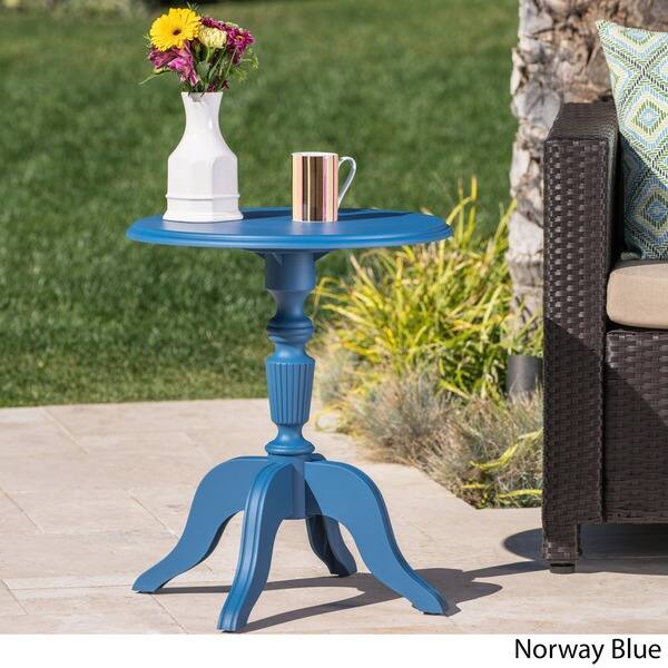 slide 6 of 21, Danish Outdoor Round Side Table by Christopher Knight Home Blue