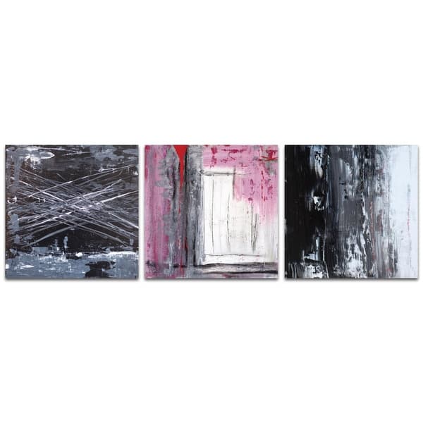 Celeste Reiter 'Urban Triptych 6' 38in x 12in Abstract Wall Art on ...