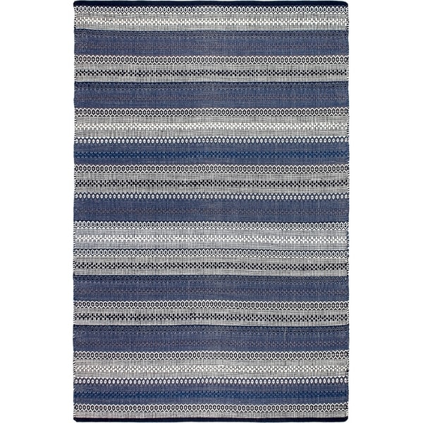 Handmade Ethos Blue Cotton Rug - 10' x 14' (India)