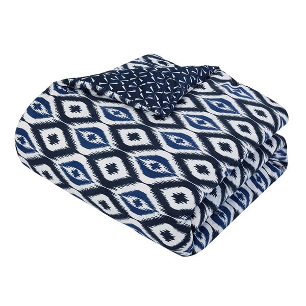 Shop Chic Home Gabi 8 Piece Reversible Navy Ikat Duvet Cover And