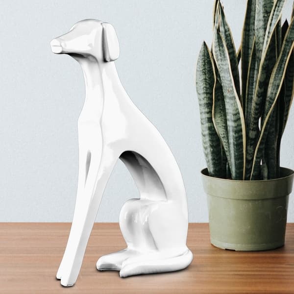 Shop American Art Decor White Resin Dog Statue Abstract Greyhound Decorative Figurine Sculpture Table Top Decor Overstock 17412939