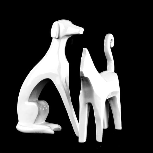 Shop American Art Decor White Resin Dog Statue Abstract Greyhound