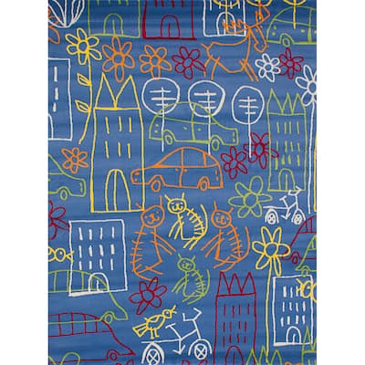 eCarpetGallery Bambino Blue Rug (5'3 x 7'3) - 5'3" x 7'3"