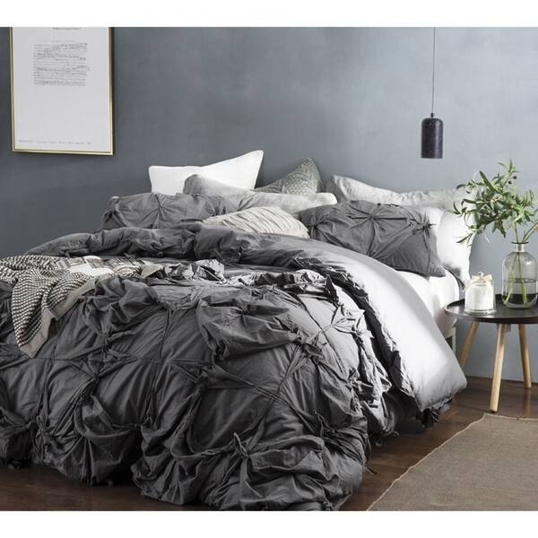 Shop Knots Handcrafted Texture Ties Duvet Cover Dark Gray