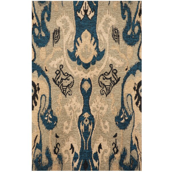 Handmade Chenille Flatweave Ikat Rug (India) - 2'4 x 4'