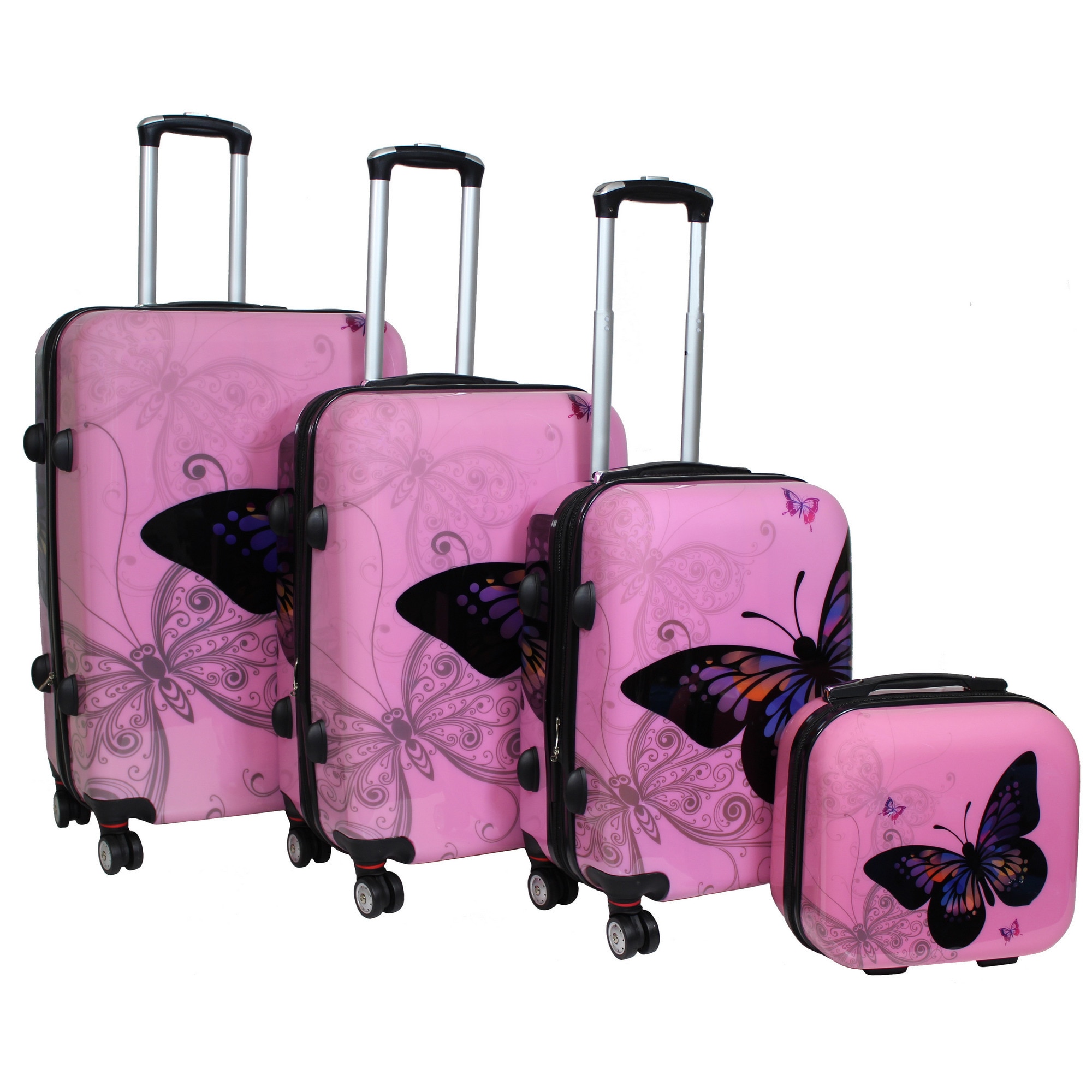 World Traveler Butterfly 2-piece Hardside Carry-on Spinner Luggage