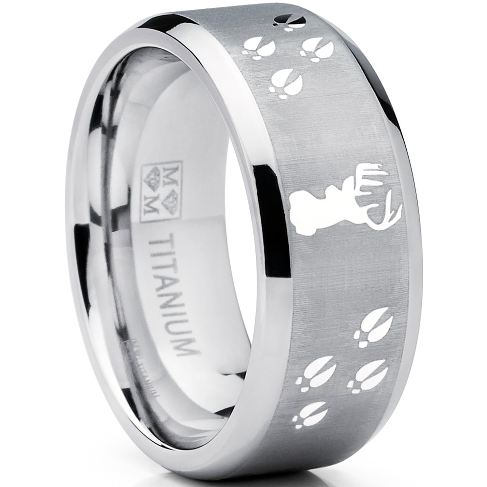 Titanium Ultimate Deer Track Ring Flat Profile 8MM Comfort Fit 5