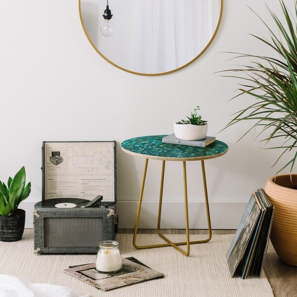 Deny Designs Aqua Glitter Side Table Round or square 2 leg