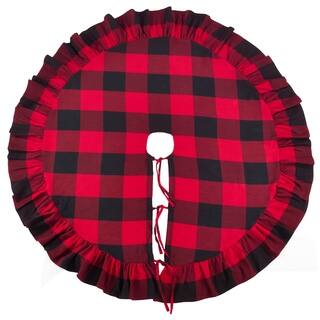 Buffalo Plaid Ruffle Design Decorative Cotton Christmas Tree Skirt Buffalo Plaid Ruffle Design Decorative Cotton Christmas Tree Skirt