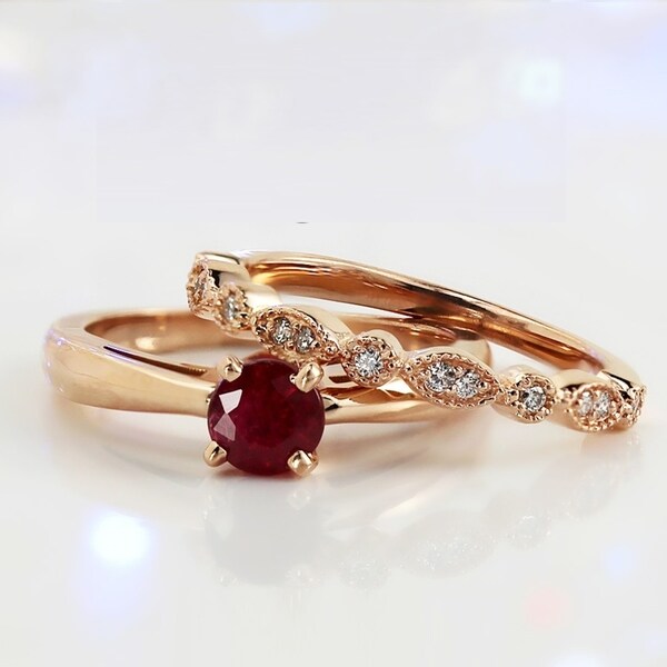vintage ruby wedding ring sets
