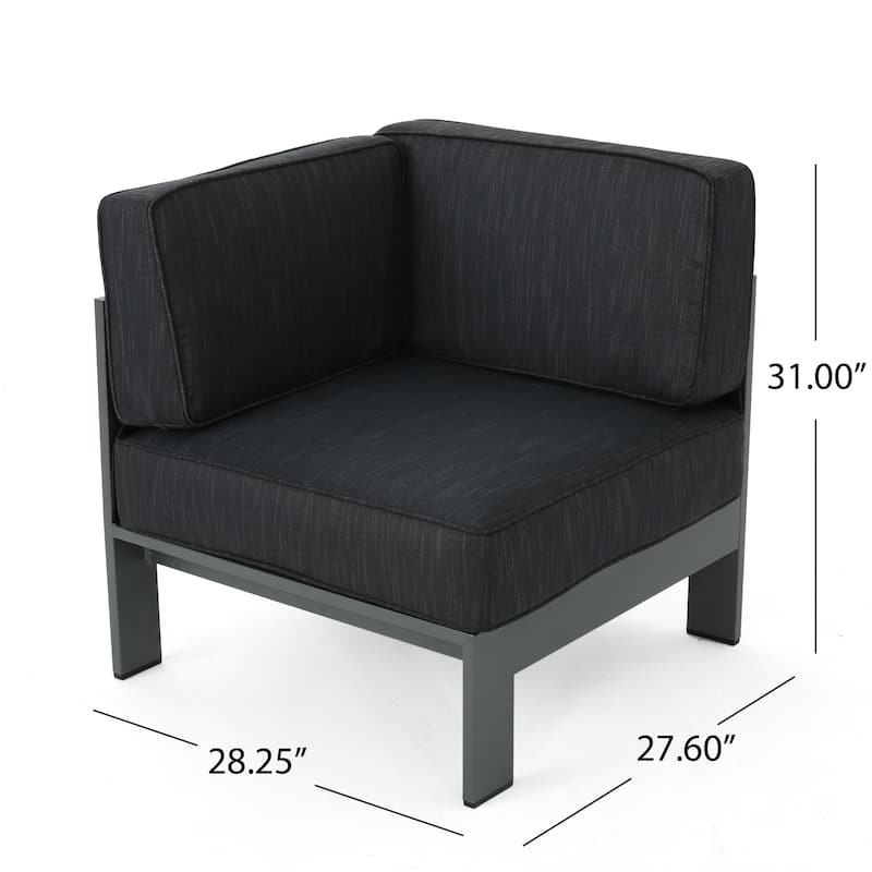 Cape Coral Outdoor Aluminum Tempered Glass 5-piece V-Shape Sectional Sofa Set with Cushions by Christopher Knight Home