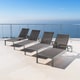 preview thumbnail 8 of 6, Cape Coral Dark Grey Aluminum & Mesh Outdoor Chaise Lounge (Set of 4) by Christopher Knight Home