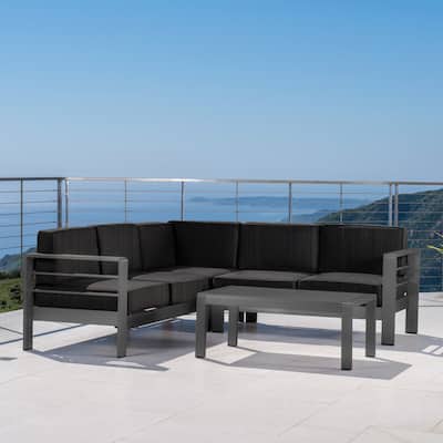 Cape Coral Outdoor Aluminum Sectional Sofa by Christopher Knight Home