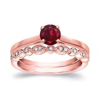 auriya 14k gold 13ct vintage inspired red ruby and diamond engagement ring bridal - Ruby Wedding Rings auriya 14k gold 13ct vintage inspired red ruby and diamond engagement ring bridal - Ruby Wedding Rings