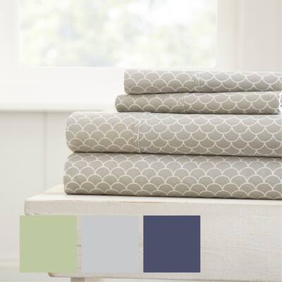 Merit Linens Scallops Pattern 4 Piece Deep Pocket Bed Sheet Set