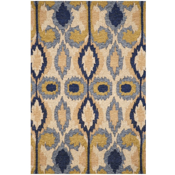 Handmade Chenille Flatweave Ikat Rug (India) - 2'4" x 4'