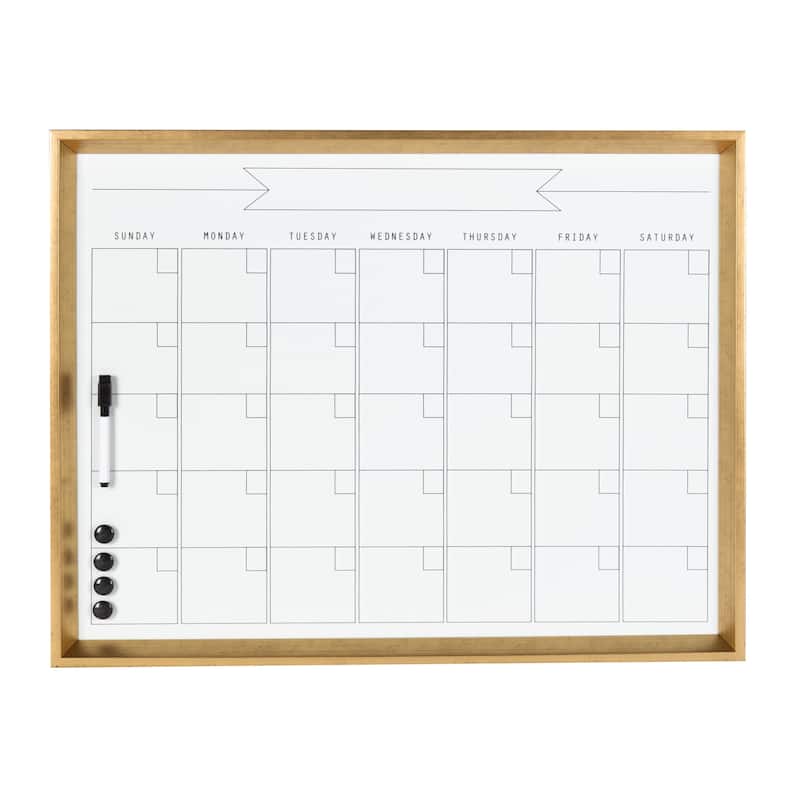 DesignOvation Calter Framed Magnetic Dry Erase Monthly Calendar - 27.5x21.5 - Gold