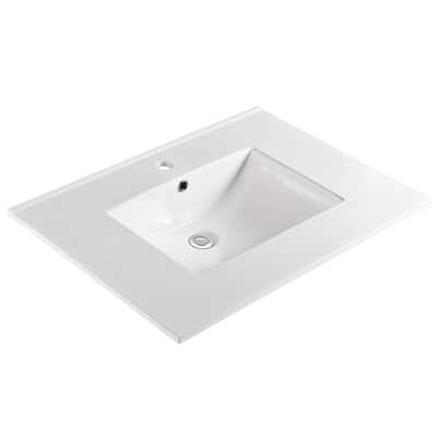 Unique 31-inch Wide White Ceramic Bathroom Vanity Sink