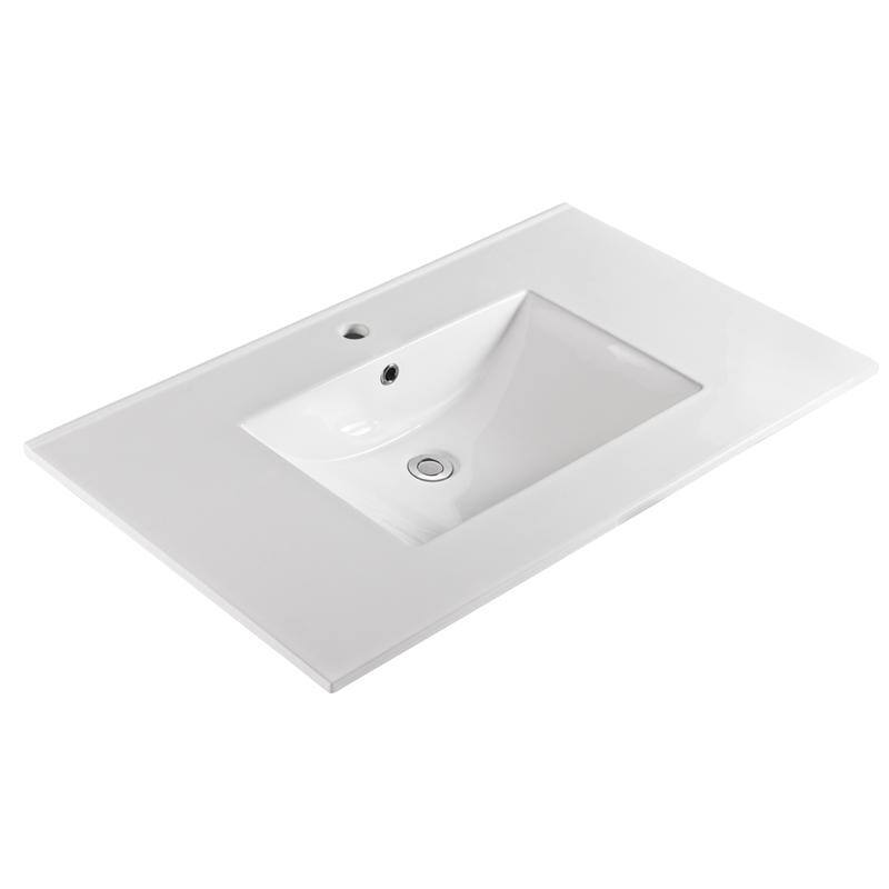 Unique 37" W x 22" L Virtuous China Vanity Top in White - Single hole