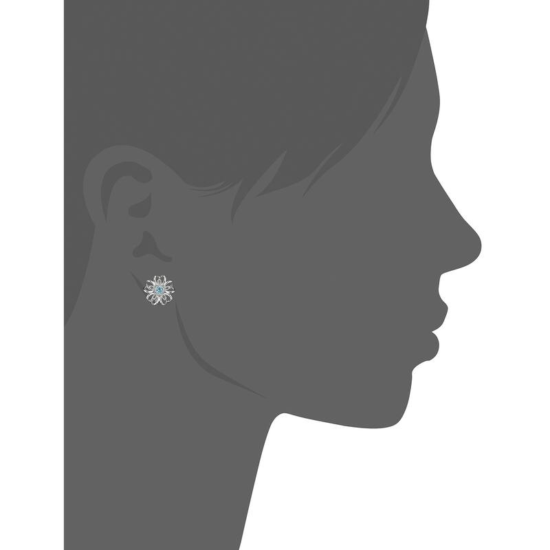 Pinctore Sterling Silver Amethyst flower Stud Earrings
