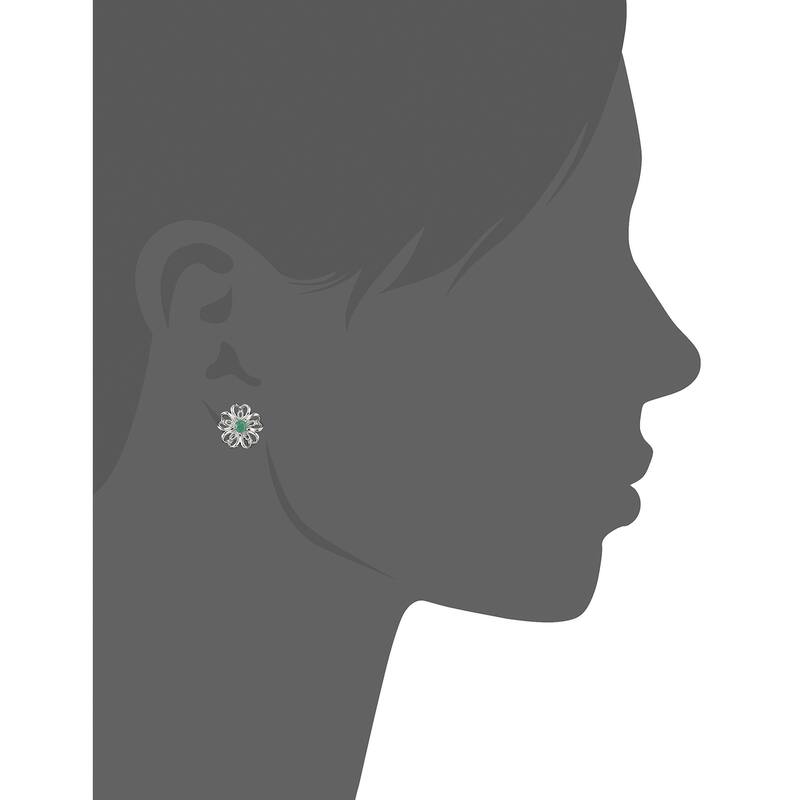 Pinctore Sterling Silver Amethyst flower Stud Earrings