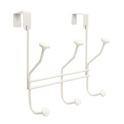 3 Hook White Over-the-Door Hook Rack