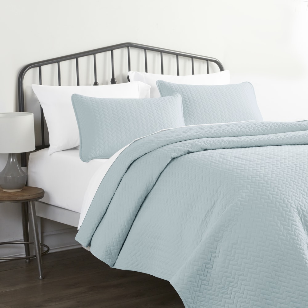 Soft Essentials Quilted Herringbone Coverlet Set - On Sale - Bed