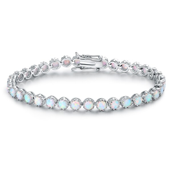White Gold Plated Fire Opal Crown Bracelet On Free White Gold Plated Fire Opal Crown Bracelet